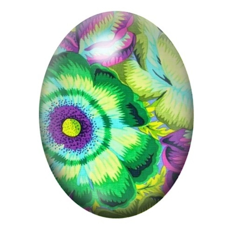 Cabochon en Verre Illustré Fleurs 13x18, 18x25 ou 30x40mm