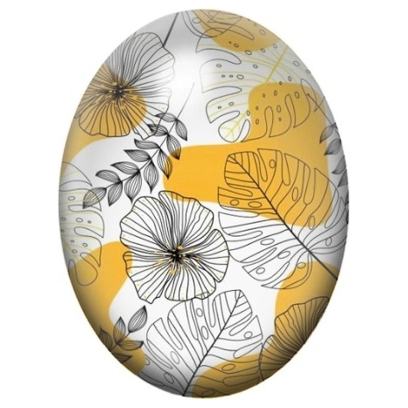 Cabochon en Verre Illustré Fleurs au Trait Noir sur Fond Jaune 13x18, 18x25 ou 30x40mm