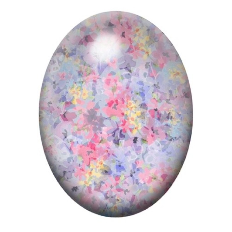 Cabochon en Verre Illustré Fleurs 13x18, 18x25 ou 30x40mm