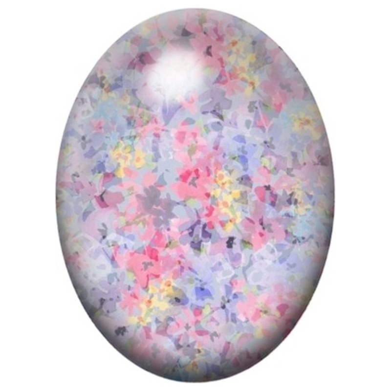 Cabochon en Verre Illustré Jardin Abstrait Pastel 13x18, 18x25 ou 30x40mm