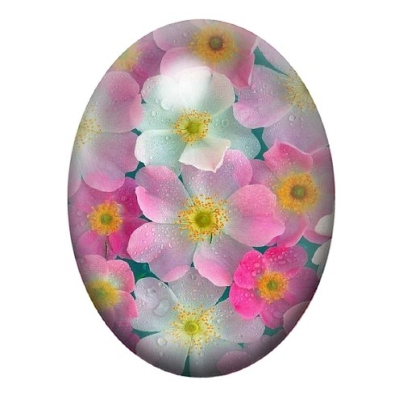 Cabochon en Verre Illustré Fleurs 13x18, 18x25 ou 30x40mm