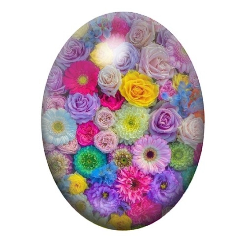 Cabochon en Verre Illustré Fleurs 13x18, 18x25 ou 30x40mm