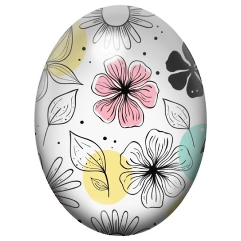 Cabochon en Verre Illustré Fleurs au Trait Noir et Couleurs Pastel 13x18, 18x25 ou 30x40mm