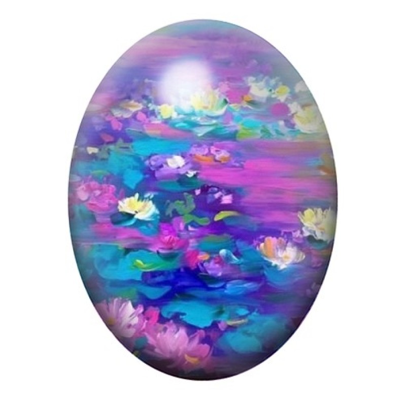 Cabochon en Verre Illustré Fleurs 13x18, 18x25 ou 30x40mm