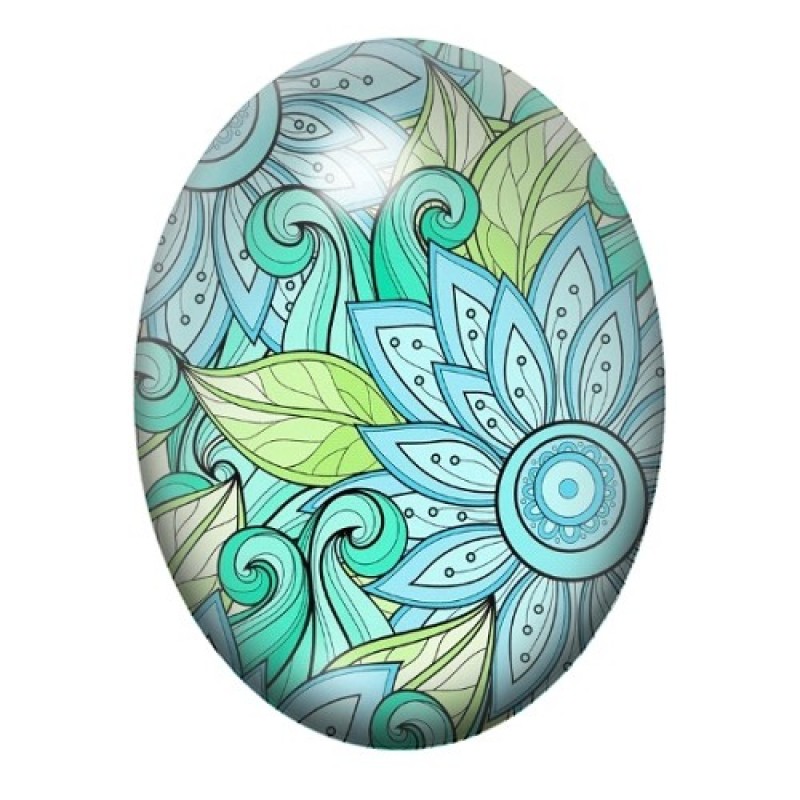 Cabochon en Verre Illustré Fleurs 13x18, 18x25 ou 30x40mm