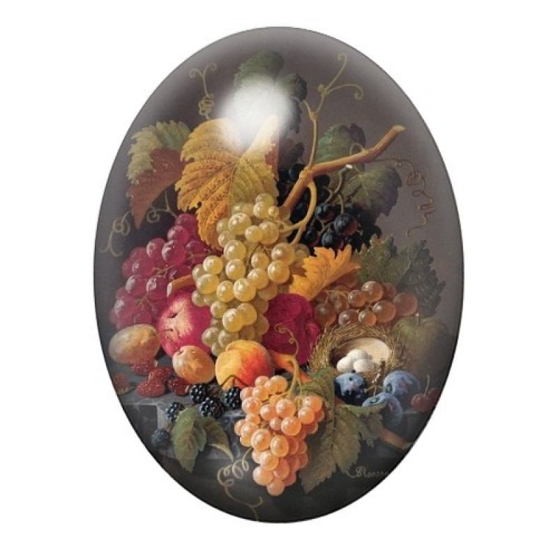 Cabochon en Verre Illustré Fleurs 13x18, 18x25 ou 30x40mm