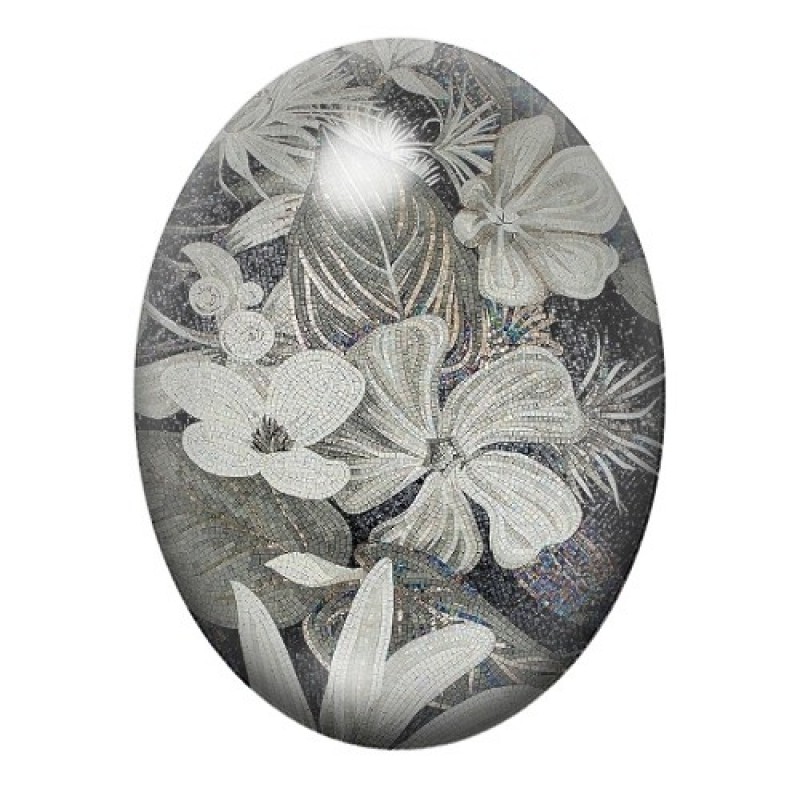 Cabochon en Verre Illustré Fleurs 13x18, 18x25 ou 30x40mm