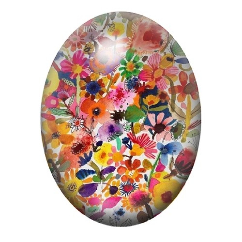 Cabochon en Verre Illustré Fleurs 13x18, 18x25 ou 30x40mm