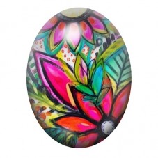Cabochon en Verre Illustré Fleur de Lotus Pop Multicolore 13x18, 18x25 ou 30x40mm pour la création de bijoux fantaisie - DIY