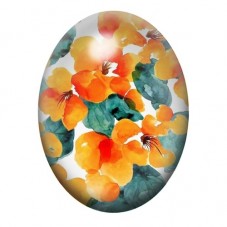 Cabochon en Verre Illustré Capucines Orange à l’Aquarelle 13x18, 18x25 ou 30x40mm pour la création de bijoux fantaisie - DIY