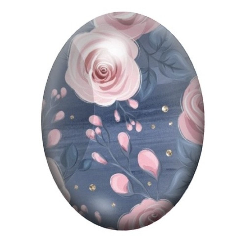 Cabochon en Verre Illustré Fleurs 13x18, 18x25 ou 30x40mm
