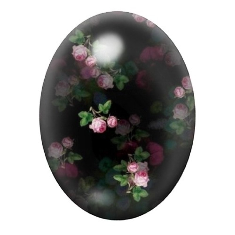 Cabochon en Verre Illustré Fleurs 13x18, 18x25 ou 30x40mm