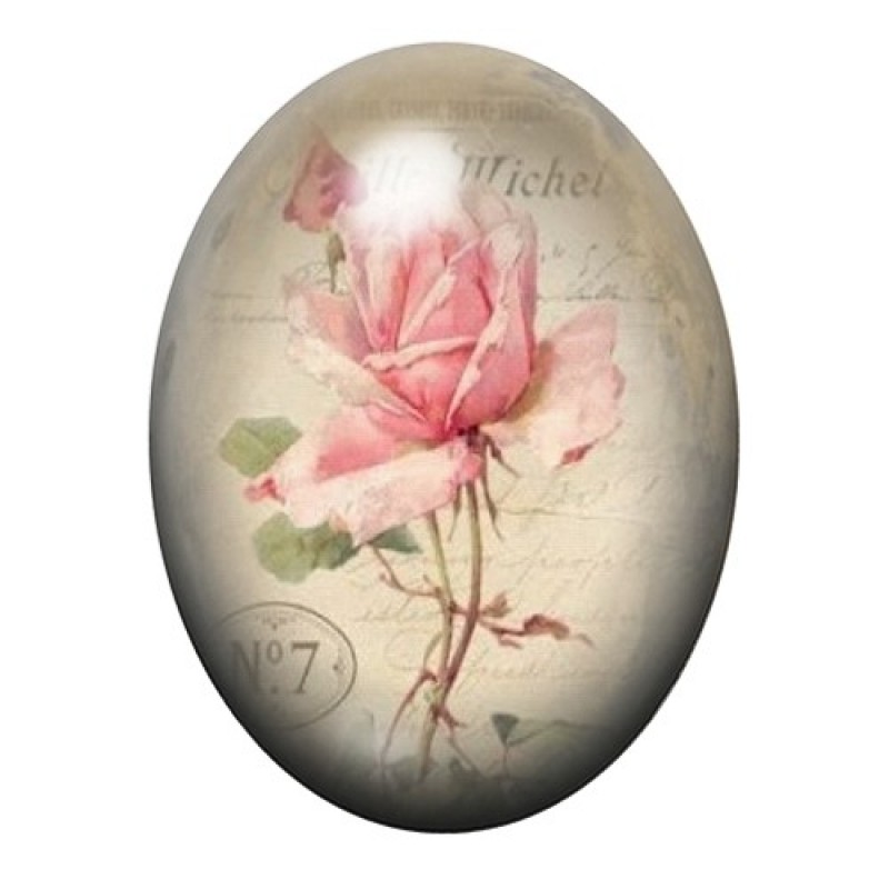 Cabochon en Verre Illustré Fleurs 13x18, 18x25 ou 30x40mm