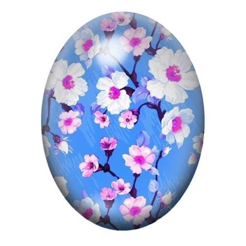 Cabochon en Verre Illustré Fleurs 13x18, 18x25 ou 30x40mm