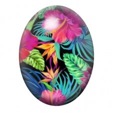 Cabochon en Verre Illustré Jardin Tropical aux Oiseaux de Paradis 13x18, 18x25 ou 30x40mm pour la création de bijoux fantaisie -