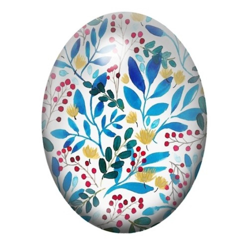 Cabochon en Verre Illustré Fleurs 13x18, 18x25 ou 30x40mm
