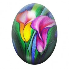 Cabochon en Verre Illustré Fleurs 13x18, 18x25 ou 30x40mm pour la Création de Bijoux Fantaisie - DIY