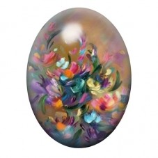 Cabochon en Verre Illustré Fleurs Tourbillonnantes Impressionnistes 13x18, 18x25 ou 30x40mm pour la création de bijoux fantaisie