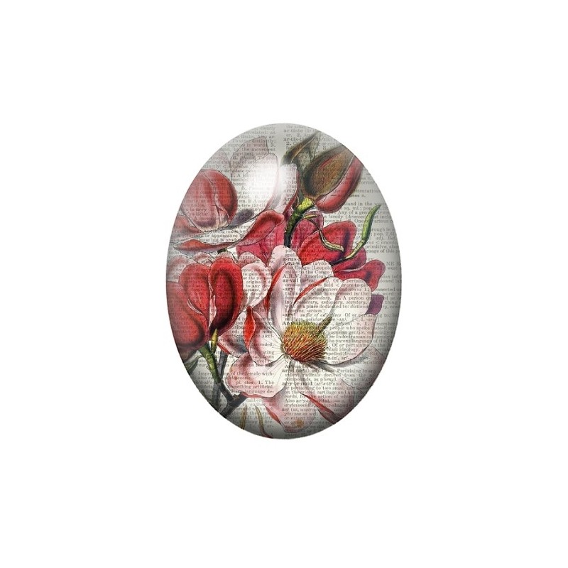 Cabochon en Verre Illustré Fleurs 13x18, 18x25 ou 30x40mm