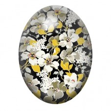 Cabochon en Verre Illustré Orchidées Blanches sur Fond Noir 13x18, 18x25 ou 30x40mm pour la création de bijoux fantaisie - DIY