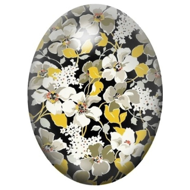 Cabochon en Verre Illustré Orchidées Blanches sur Fond Noir 13x18, 18x25 ou 30x40mm