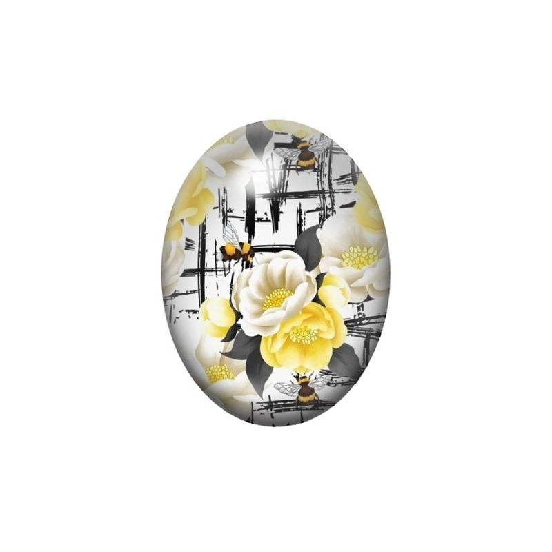 Cabochon en Verre Illustré Fleurs 13x18, 18x25 ou 30x40mm