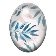 Cabochon en Verre Illustré Feuillage Aquarelle Bleu et Rose 13x18, 18x25 ou 30x40mm pour la création de bijoux fantaisie - DIY