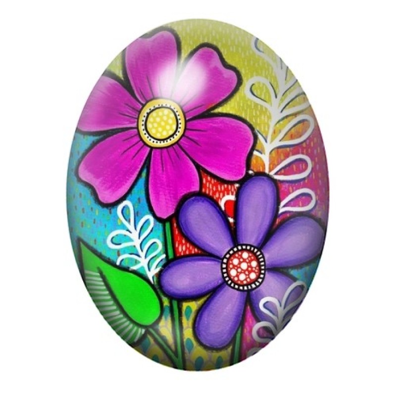 Cabochon en Verre Illustré Fleurs 13x18, 18x25 ou 30x40mm