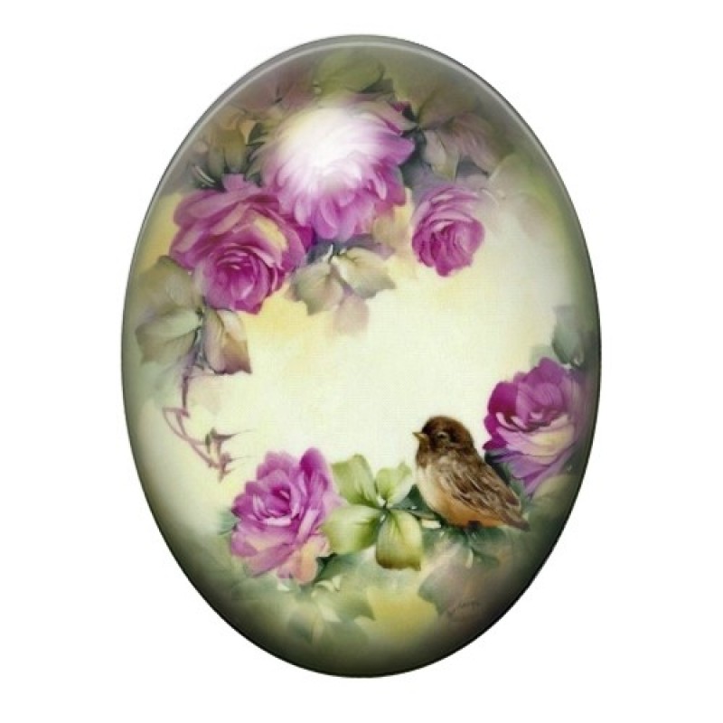 Cabochon en Verre Illustré Fleurs 13x18, 18x25 ou 30x40mm