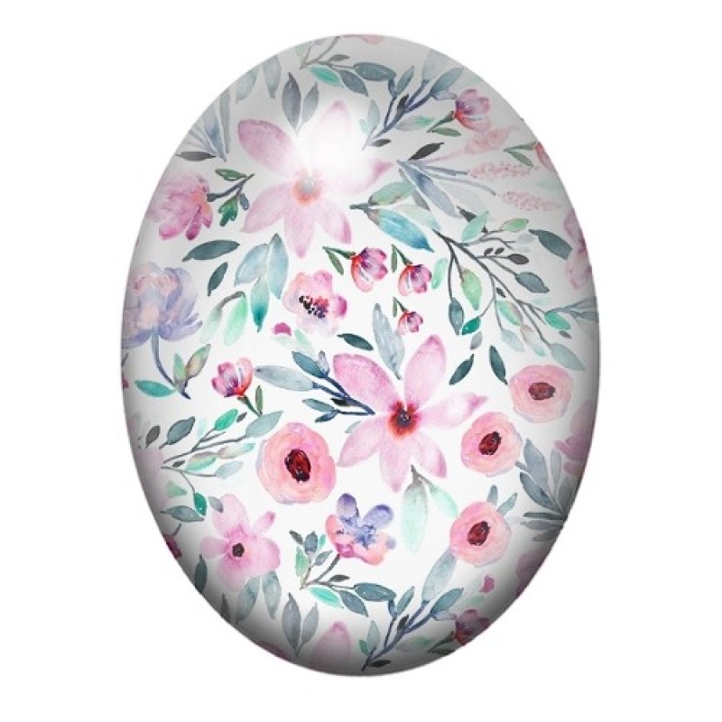 Cabochon en Verre Illustré Fleurs 13x18, 18x25 ou 30x40mm
