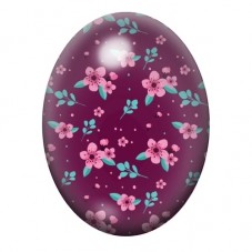 Cabochon en Verre Illustré Fleurs de Cerisier Roses sur Fond Prune 13x18, 18x25 ou 30x40mm pour la création de bijoux fantaisie 