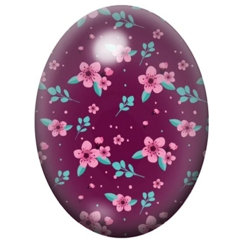 Cabochon en Verre Illustré Fleurs de Cerisier Roses sur Fond Prune 13x18, 18x25 ou 30x40mm