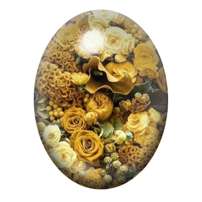 Cabochon en Verre Illustré Fleurs 13x18, 18x25 ou 30x40mm