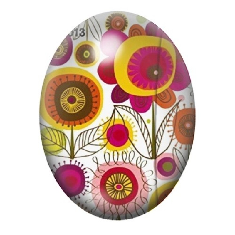 Cabochon en Verre Illustré Fleurs 13x18, 18x25 ou 30x40mm