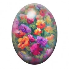 Cabochon en Verre Illustré Bouquet Impressionniste Multicolore 13x18, 18x25 ou 30x40mm pour la création de bijoux fantaisie - DI