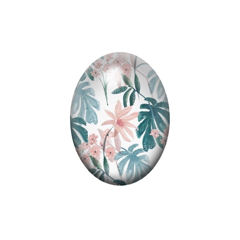 Cabochon en Verre Illustré Fleurs 13x18, 18x25 ou 30x40mm