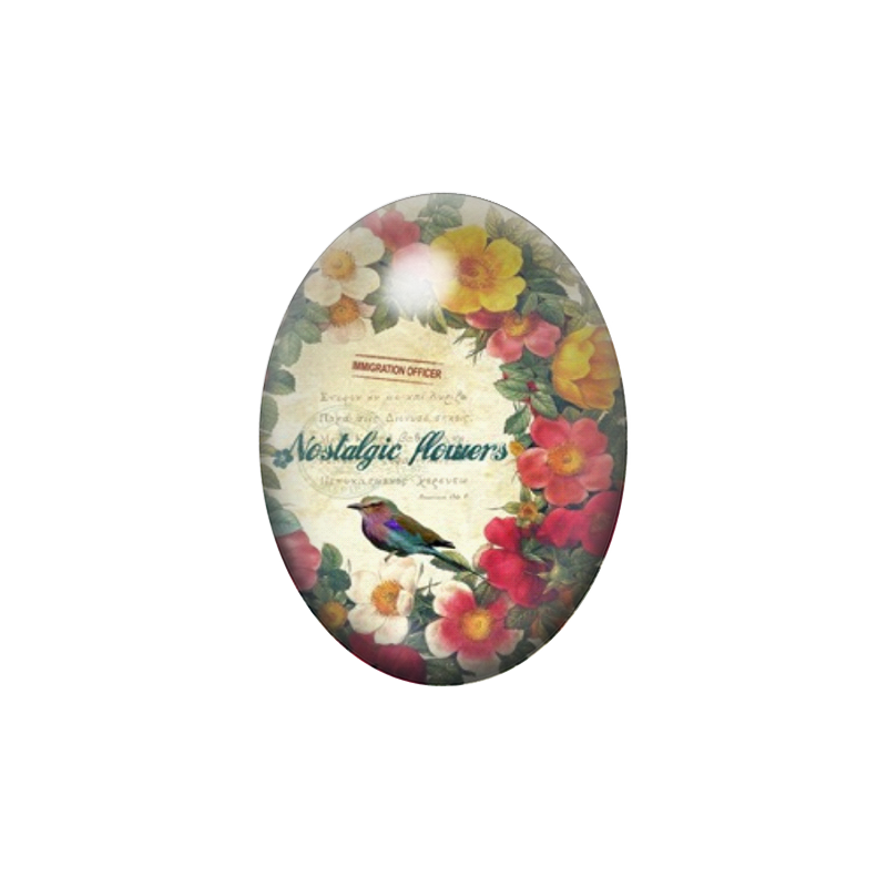 Cabochon en Verre Illustré Fleurs 13x18, 18x25 ou 30x40mm