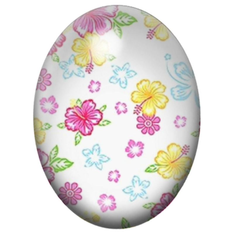 Cabochon en Verre Illustré Petites Fleurs et Papillons Pastel 13x18, 18x25 ou 30x40mm