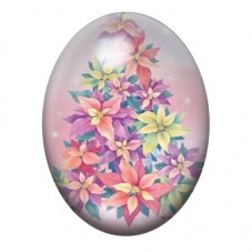 Cabochon en Verre Illustré Bouquet de Feuilles et Fleurs Multicolores 13x18, 18x25 ou 30x40mm pour la création de bijoux fantais