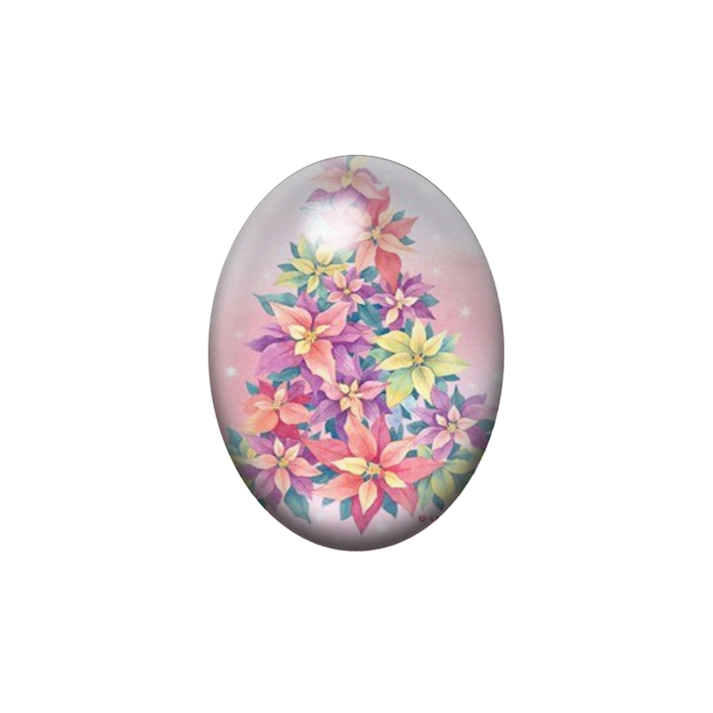 Cabochon en Verre Illustré Fleurs 13x18, 18x25 ou 30x40mm