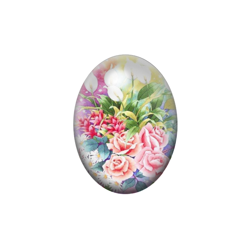 Cabochon en Verre Illustré Fleurs 13x18, 18x25 ou 30x40mm
