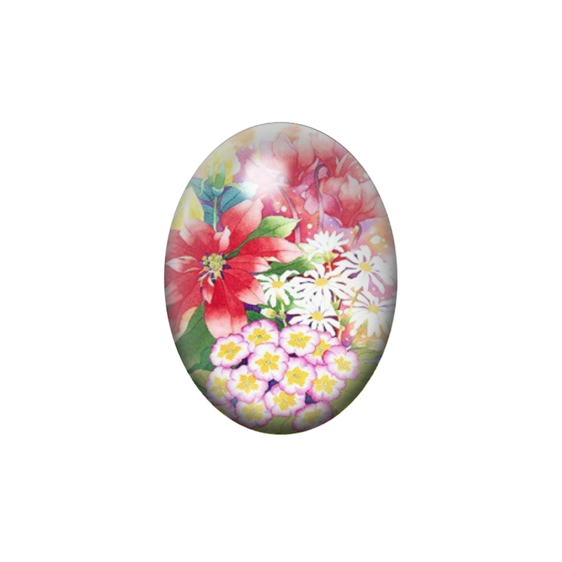Cabochon en Verre Illustré Fleurs 13x18, 18x25 ou 30x40mm