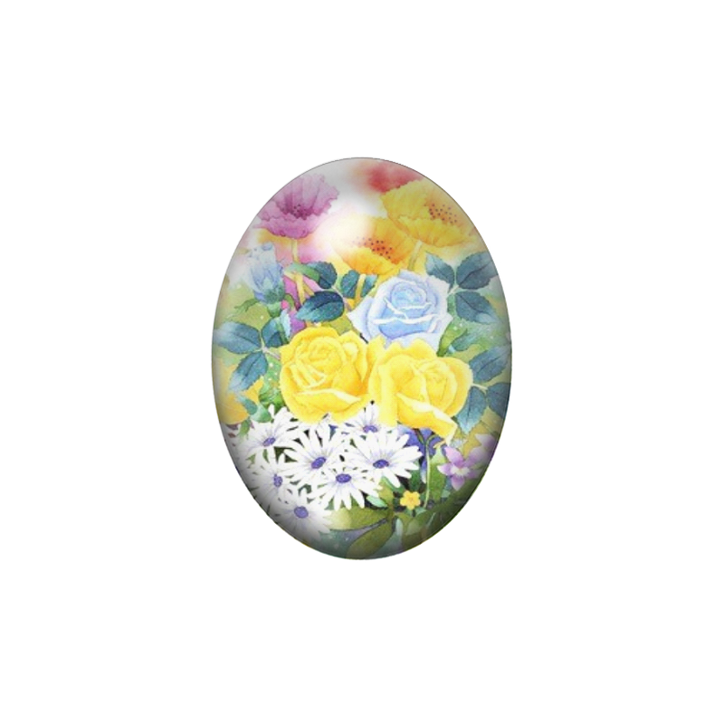 Cabochon en Verre Illustré Fleurs 13x18, 18x25 ou 30x40mm