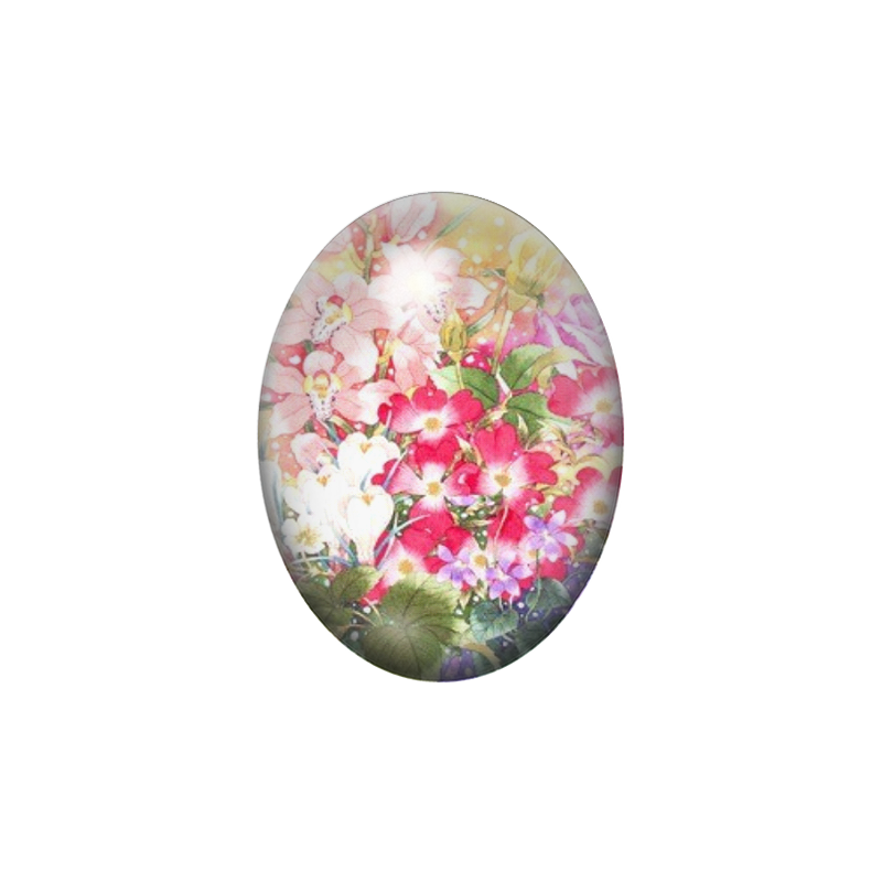 Cabochon en Verre Illustré Fleurs 13x18, 18x25 ou 30x40mm