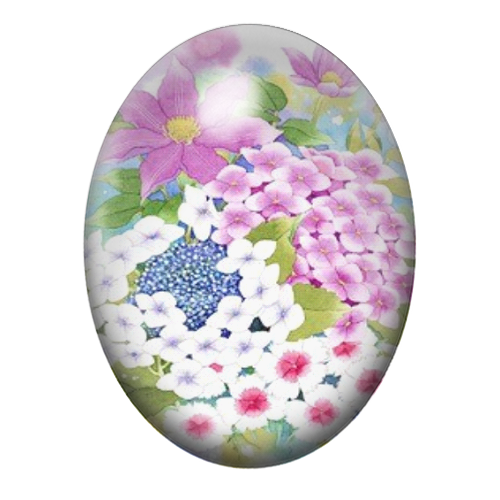 Cabochon en Verre Illustré Fleurs 13x18, 18x25 ou 30x40mm