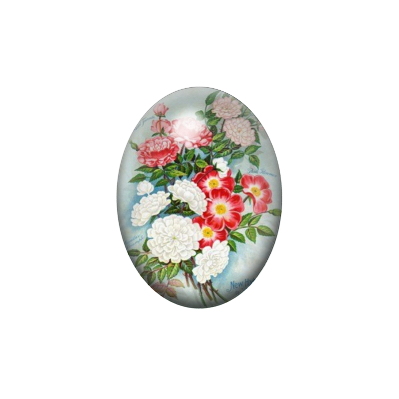 Cabochon en Verre Illustré Fleurs 13x18, 18x25 ou 30x40mm