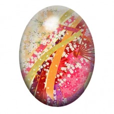 Cabochon en Verre Illustré Ombrelle Japonaise et Fleurs de Cerisier 13x18, 18x25 ou 30x40mm pour la création de bijoux fantaisie