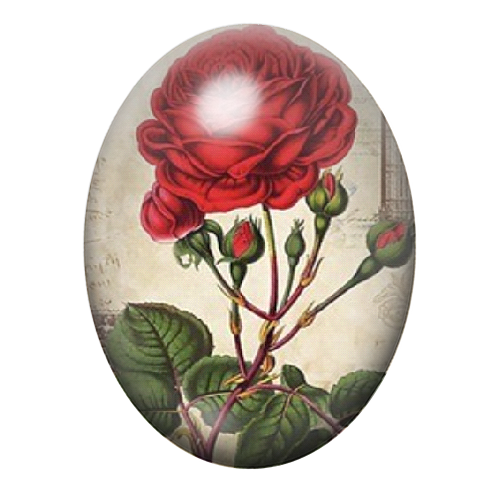 Cabochon en Verre Illustré Fleurs 13x18, 18x25 ou 30x40mm