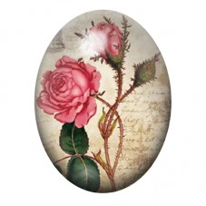 Cabochon en Verre Illustré Rose Ancienne sur Manuscrit 13x18, 18x25 ou 30x40mm pour la création de bijoux fantaisie - DIY