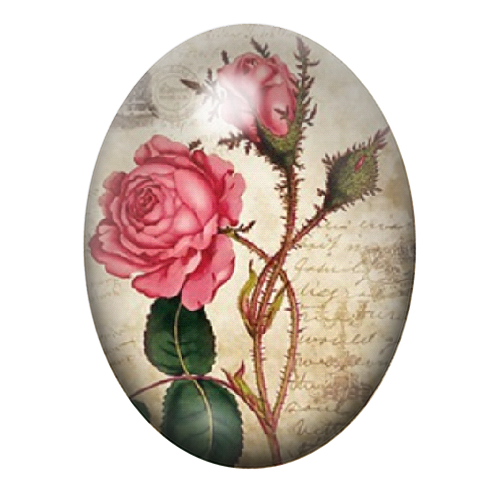 Cabochon en Verre Illustré Fleurs 13x18, 18x25 ou 30x40mm